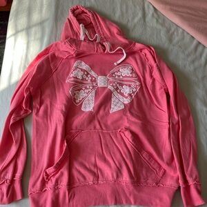 Pink Hoodie with White Bow Design